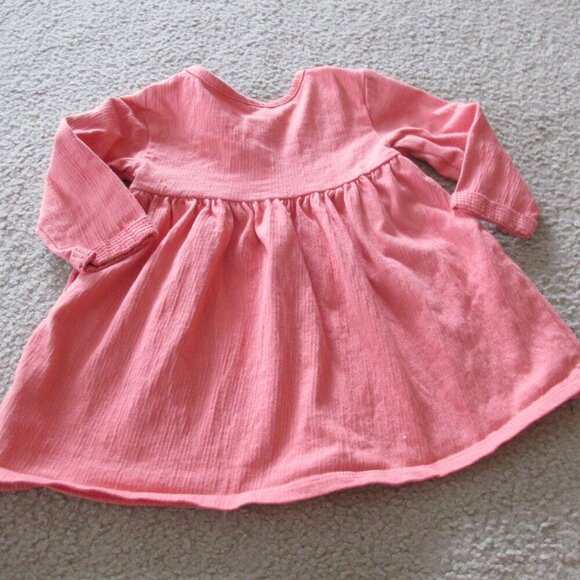 Cat & Jack 2 Pc Dress Bloomers‎ Girls Size 12M Orange Coral Long Sleeve Pullover - Picture 4 of 4